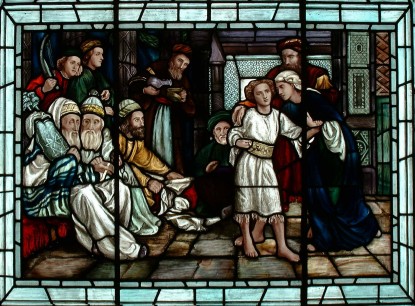 Mary Lowndes, The Finding of the Saviour in the Temple, 1910, Stained Glass Museum 1974.1.1