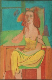 Willem de Kooning,  Seated Woman, c. 1940 Oil and charcoal on masonite, 137.2 x 91.4 cm Philadelphia Museum of Art. The Albert M. Greenfield and Elizabeth M. Greenfield Collection