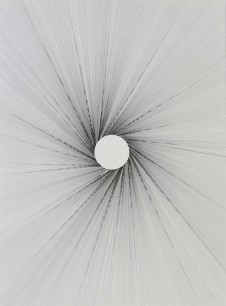 2)	Mathieu Beauséjour, Black Sun+ (II), ink on gesso on paper, 2013, © Mathieu Beauséjour, courtesy Galerie Antoine Ertaskiran