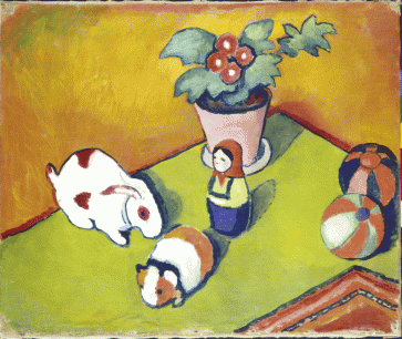 August Macke, Walterchens Spielsachen, 1912, Öl auf Leinwand, 50 x 60cm, Städel Museum, Frankfurt