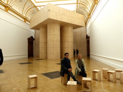 Mauricio Pezo & Sofia von Ellrichausen in front of their installation at London's RA