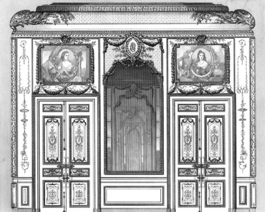 F. Roux and Paul Sellier, Salon bleu, wall opposite the windows, 1867. Engraving, 341 x 430 mm. Plate XV of Rouyer, Les appartements privés de S.M. l'Impératrice