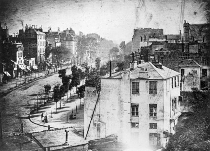 Louis Daguerre, Boulevard du Temple à 8 heures du matin (c. 1838). Daguerrotype. From Melancholy and Architecture: On Aldo Rossi by Diogo Seixas Lopes