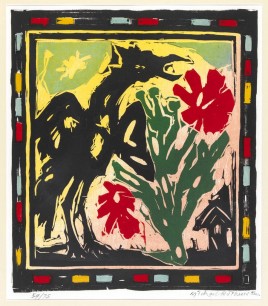 Michael Rothenstein (1908 – 1993), Red Flowers, woodcut