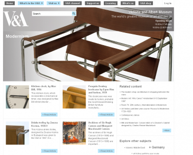 Screenshot from Modernism section of the new V&A website