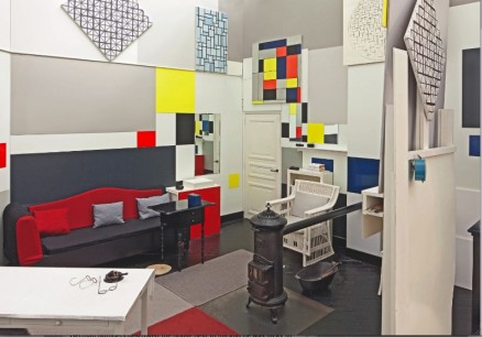 Recreation of Piet Mondrian's studio, 26 Rue du Depart, Paris, based ibb 1926 photo by Paul Delbo