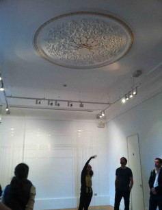 Nadia Kaabi-Linke and Timo Kaabi-Linke during recent gallery talk at The Mosaic Rooms/ Photo: Janet Tyson