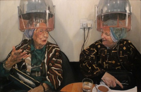 Teri Anne Scoble, Mrs Damon and Mrs Healey, 2013 Oil on board  500x760mm