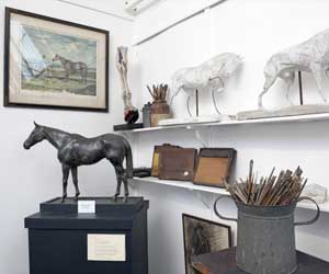 View of the studio with the plaster cast for 'Brown Jack' as sculpted by Munnings and later cast in bronze