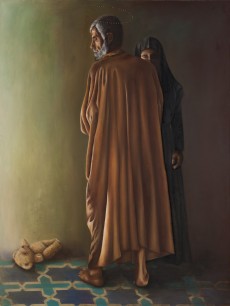 Fatma Abu Rumi, My Father and Me (2005), oil and zircons on canvas