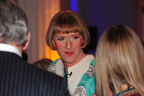 Grayson Perry chats to other guests at the Banqueting House, Whitehall, London