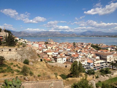 Nafplion from the Palmidi castle. (See Background info box.) Photo: Stephen Kingsley