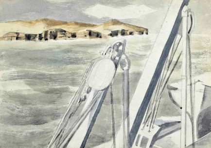 Paul Nash, Coast of Spain (Near Gibraltar), c.1933. Pencil and watercolour on paper, 18x25.4cm. Courtesy Piano Nobile