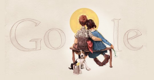 The Norman Rockwell GoogleDoodle. Copyright and courtesy of Google