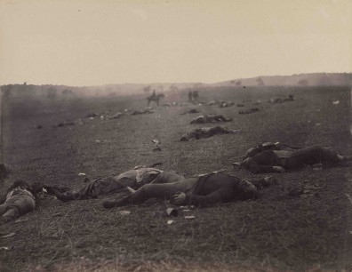 Timothy H. O'Sullivan, A Harvest of Death, Gettysburg, July 1863, albumen print, Chrysler Museum of Art, Norfolk, Va., Museum purchase and partial gift of Carol L. Kaufman and Stephen C. Lampl in memory of their parents Helen and Carl Lampl