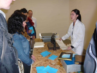 Alison Rigg of James Cropper demonstrates papermaking on a miniature scale at 'Beauty in the Making'