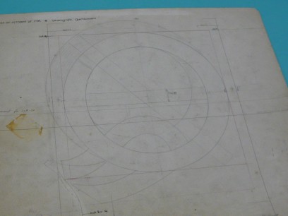 10 inch drawing of reversed Q, from an Eric GIll design, used  in the design and production processes