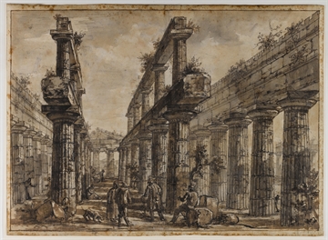 Paestum: Interior of the Temple of Neptune from the West, by Piranesi (Photo: Ardon Bar Hama) Courtesy of the Trustees of Sir John Soane's Museum