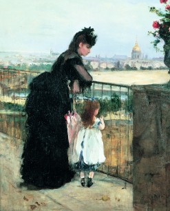 Berthe Morisot Dame et enfant sur la terrasse or Femme et enfant au balcon (Woman and Child on a Balcony), 1872.