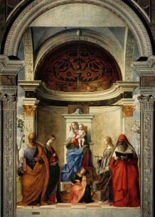 Giovanni Bellini (1430–1516), The Madonna and Child Enthroned Between Four Saints, 1505 (The San Zaccaria Altarpiece) Venice, San Zaccaria