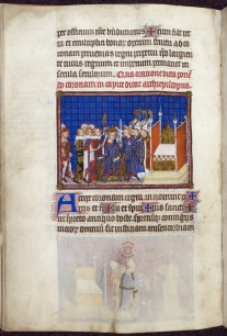 The peers of France sustaining the King’s crown, Coronation Book of Charles V (Livre du sacre des rois de France) Paris, 1365, Cotton Tiberius B. viii, f. 69v © British Library Board, c13320-58