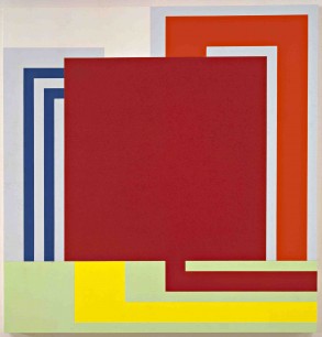 Peter Halley, Auto Zone (1992), Acrylic day-glo and roll-a-tex on canvas 244×238×10cm Collezione Maramotti, Reggio Emilia