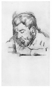 Paul Cézanne, Portrait of Émile Zola, 1882–83. Pencil on paper, from a sketchbook measuring 21.7 x 12.4 cm. Collection Harold Gershinowitz, Paris