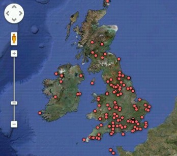 The British Library's 'Pin-a-Tale' online literary map, accompanying the major exhibition Writing Britain: Wastelands to Wonderlands