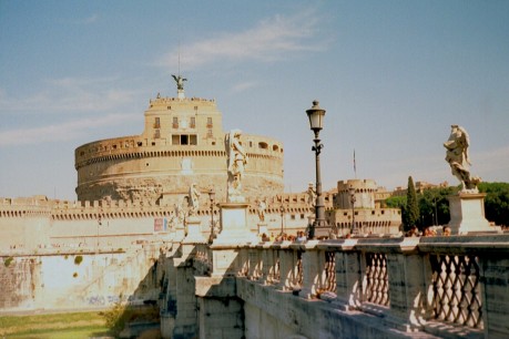 Ponte Sant'Angelo, with angels by Bernini,  leading to Castel Sant'Angelo. Photo: Frances Follin