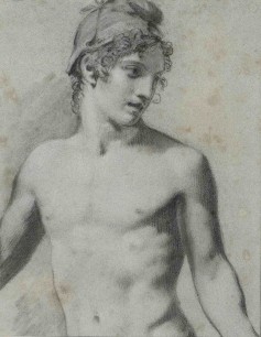 Pierre-Paul Prud’hon, Paris, Prince of Troy, black and white chalk on blue-tinted paper, © Cliché Bernardot- Musée Baron Martin-France