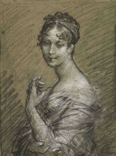 Pierre-Paul Prud’hon, Study for a Portrait of Joséphine Bonaparte, black and white chalk on blue-tinted paper, ©cliché Bernardot-Musée Baron Martin-France