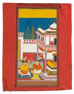 Rajasthan, Bundi, c. 1680, Deshavaradi Ragini of Bhairava Raga, gouache on paper, Folio: 25.4 x 20cm, Painting: 23.2 x 12.4 cm