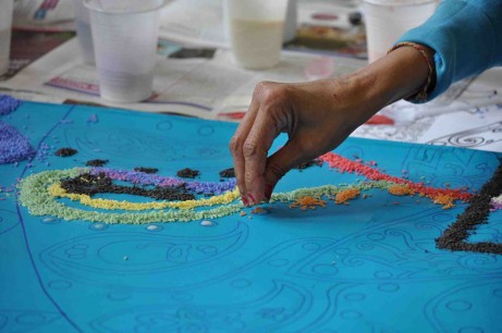 Creating a Rangoli rice pattern for Journeys East