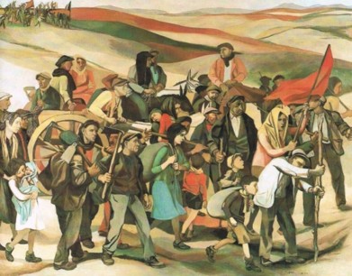 Renato Guttuso, Occupation of Uncultivated Lands in Sicily, 1949–50, oil on canvas, 265×344cm. Stiftung Archiv der Akademie der Künste-Kunstsammlung, Berlin