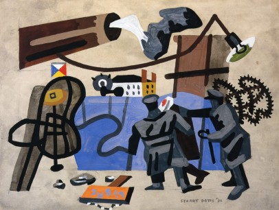 Stuart Davis, Waterfront Demonstration, 1936, gouache and traces of pencil on paper, 29.5×39.4cm. Fayez Sarofim, Houston.  © 2013 Estate of Stuart Davis/DACS, London/VAGA, New York.