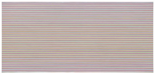 Bridget Riley,  Late Morning (Horizontal), 1969.  Acrylic on linen,  210x450cm. Private collection. © Bridget Riley 2014. All rights reserved. Courtesy David Zwirner, London