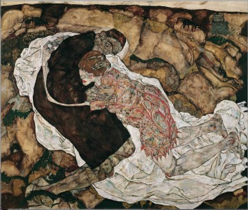 Egon Schiele, Tod und Mädchen (1915). Öl auf Leinwand 150x180cm Belvedere, Wien