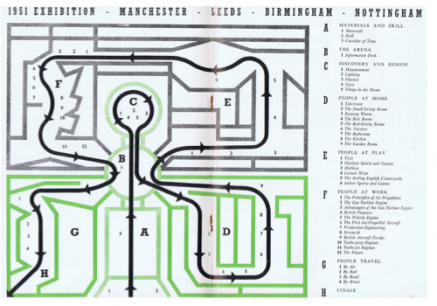 Plan of Land Travelling Exhibition touring to Manchester, Leeds, Birmingham and Nottingham