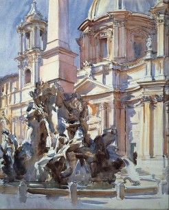 John Singer Sargent, Piazza Navona, Rome, 1906. Watercolour on paper, over preliminary pencil. Private collection