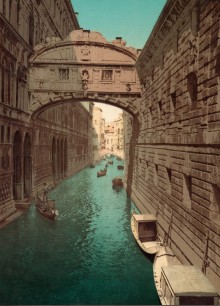 Venezia, il Pone dei sospiri, 1890 Hand coloured photograph