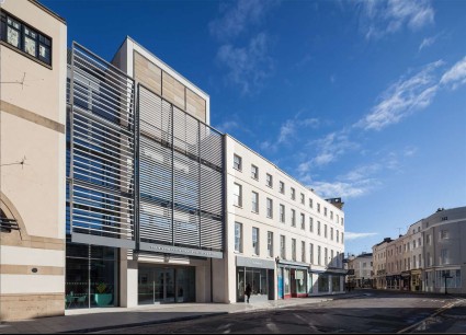 Exterior of The Wilson Gallery's recent extension, Cheltenham, designed to complement the older facades around it