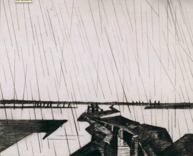 C.R.W. Nevinson, A Flooded Trench on the Yser, 1916