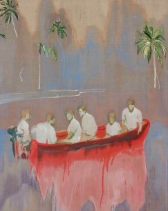 Peter Doig, Figures in Red Boat, 2005–7 Oil on canvas, 250x200cm. Private collection, New York  ©Peter Doig. All Rights Reserved/2014, ProLitteris, Zurich Photo: Thomas Müller