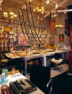 Vance Kirkland’s studio workroom, maintained virtually as Kirkland (1904–81) left it; now part of the larger Kirkland Museum. Kirkland hung face down from the straps in order to complete some of his large later works.