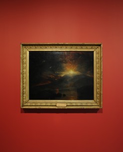 JMW Turner installation view at Turner Contemporary. The Eruption of the Souffrier Mountains, in the Island of St Vincent, at Midnight, on the 30th of April, 1812, from a Sketch Taken at the Time by Hugh P. Keane, Esqre 1815, oil on canvas, support 79.4 x