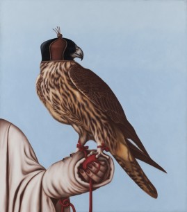 Fatma Abu Rumi, Tame Falcon (2012), oil on canvas. The L.A. Mayer Museum for Islamic Art, Jerusalem, Israel.  Photographer: Avshalom Avital