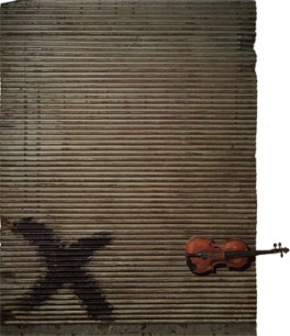 Antoni Tàpies, Metal Shutter and Violin, 1956, paint and object-assemblage, Fundacio  Antoni Tàpies, Barcelona