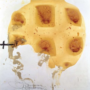 Antoni Tàpies, Head and Varnish, 1990, paint, varnish and pencil on canvas, 150x150 cm.,  PC, Barcelon