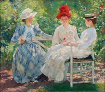 Edmund C. Tarbell, Three Sisters – A Study in June Sunlight, 1890, Oil on canvas, 89.2 x 101.9 cm. Milwaukee Art Museum, Milwaukee, Wisconsin, Gift of Mrs Montgomery Sears, M1925.1 © Milwaukee Art Museum / Photo: John R. Glembin