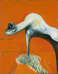 Francis Bacon, Three Studies for Figures at the Base of a Crucifixion, c.1944. Right panel. Oil on board, 94 x 73.7 cm.  Tate, London. Presented by Eric Hall, 1953 ©The Estate of Francis Bacon. All rights reserved. DACS 2012